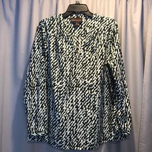 Green & Black Print Blouse